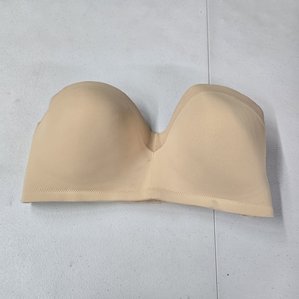 Lively Women Bra 34DD Beige Strapless Wireless Mesh Smooth Lightly Lined READ